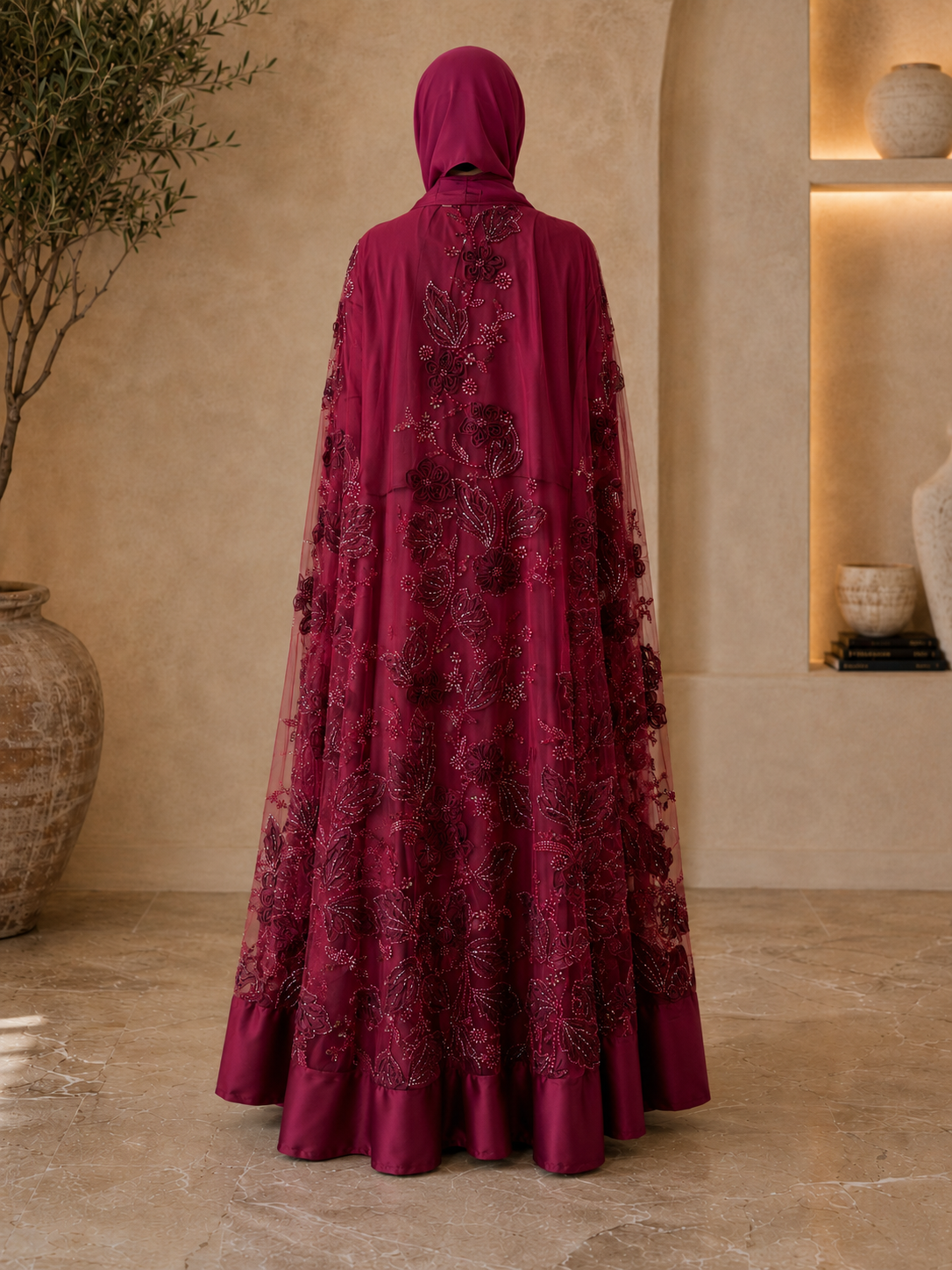 Bloom Collection Floral Cape Burgundy - Limited Edition