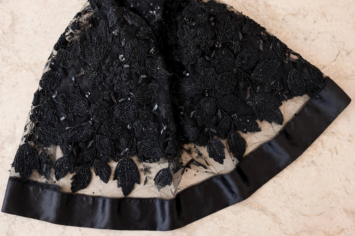Bloom Collection Floral Cape Midnight Black - Limited Edition