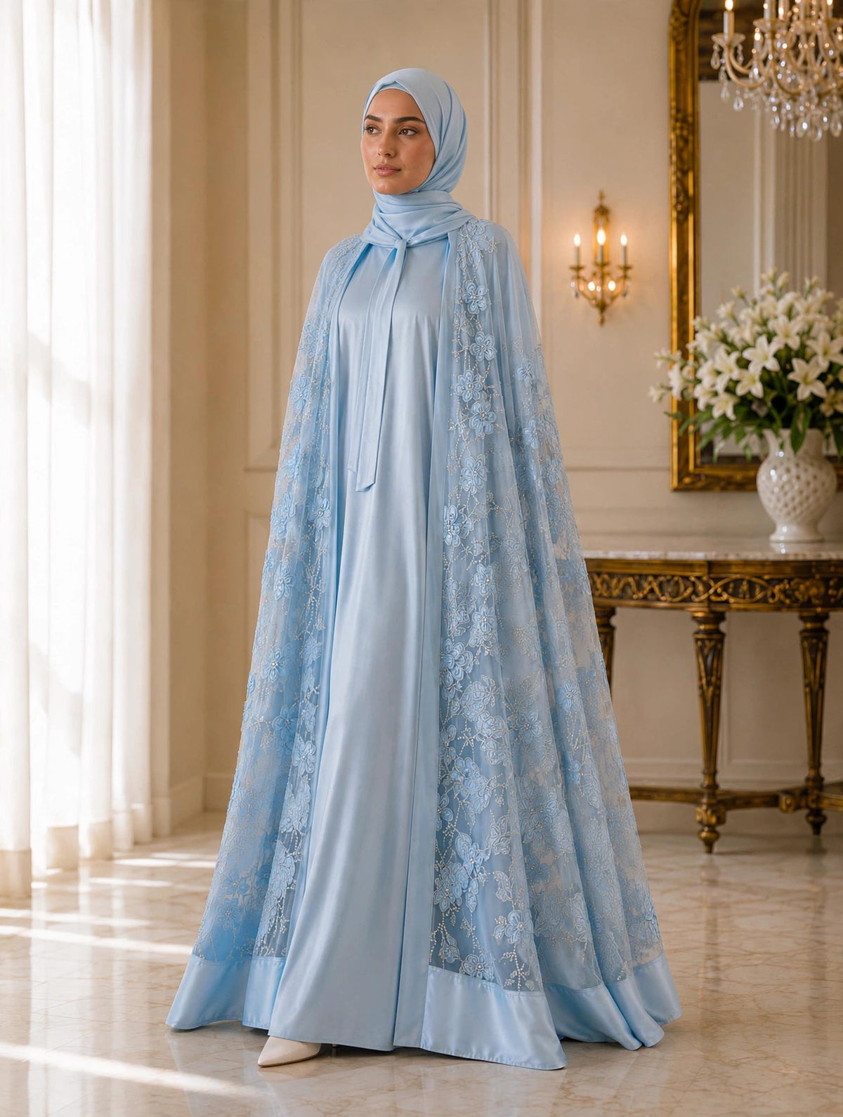 Bloom Collection Floral Cape Powdered Blue - Limited Edition