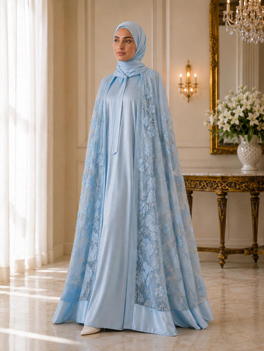 Bloom Collection Floral Cape Powdered Blue - Limited Edition
