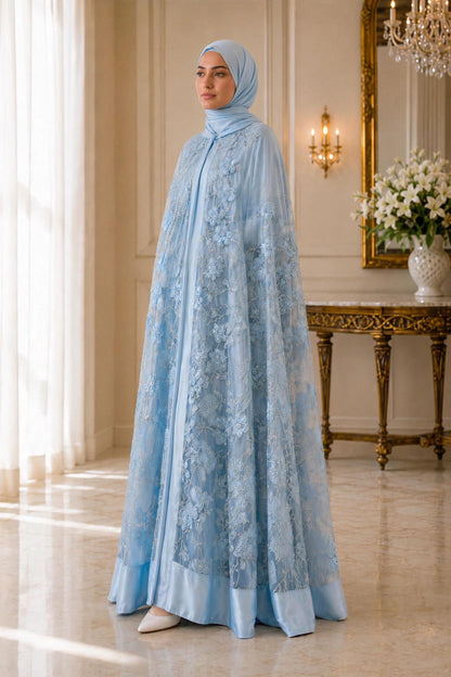 Bloom Collection Floral Cape Powdered Blue - Limited Edition