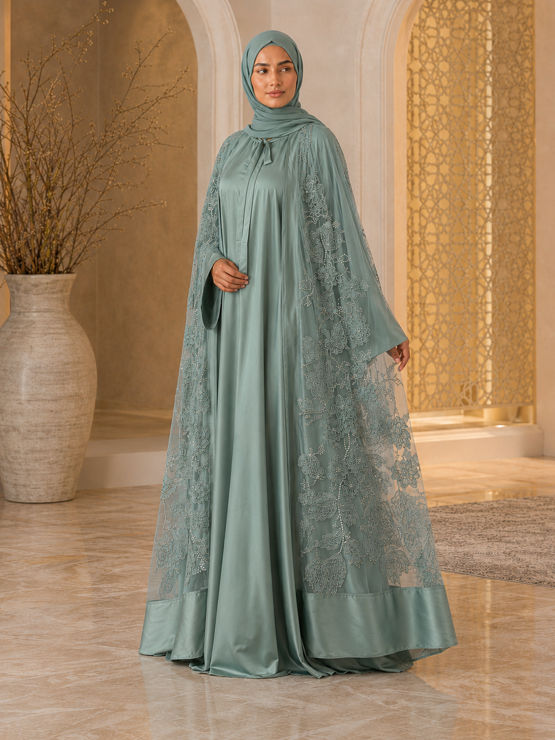 Bloom Collection Floral Cape Sage Green - Limited Edition
