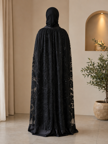 Bloom Collection Floral Cape Midnight Black - Limited Edition