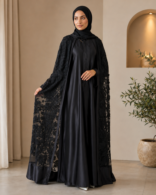 Bloom Collection Floral Cape Midnight Black - Limited Edition