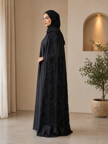 Bloom Collection Floral Cape Midnight Black - Limited Edition