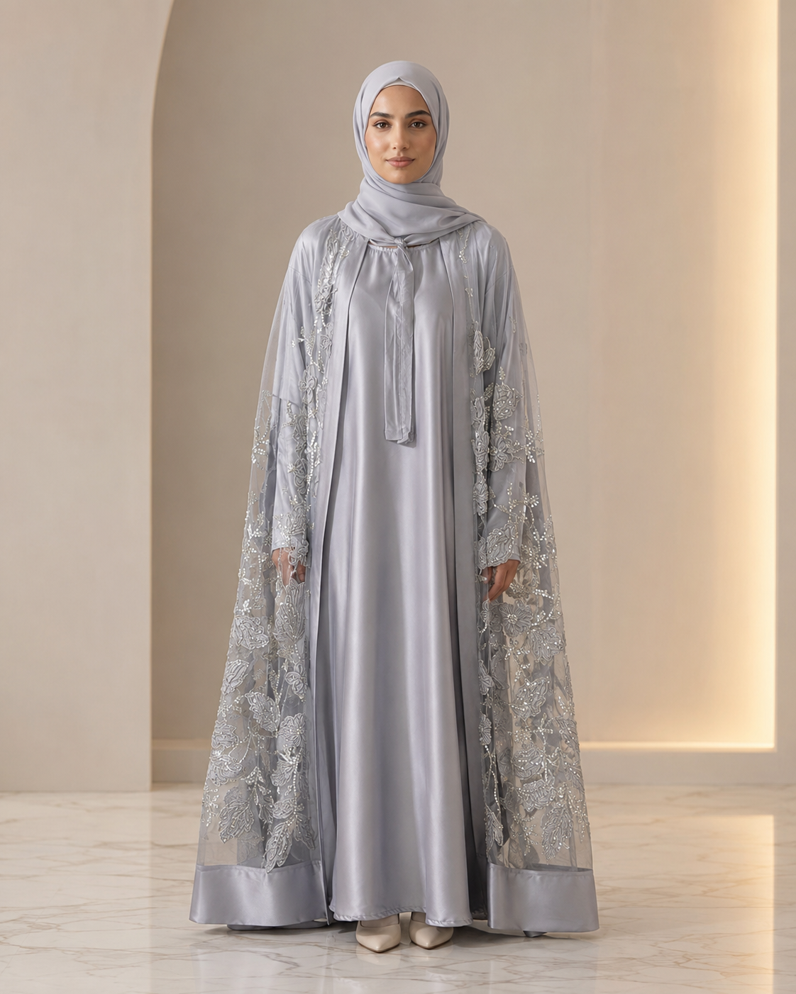 Bloom Collection Floral Cape Silver Grey - Limited Edition