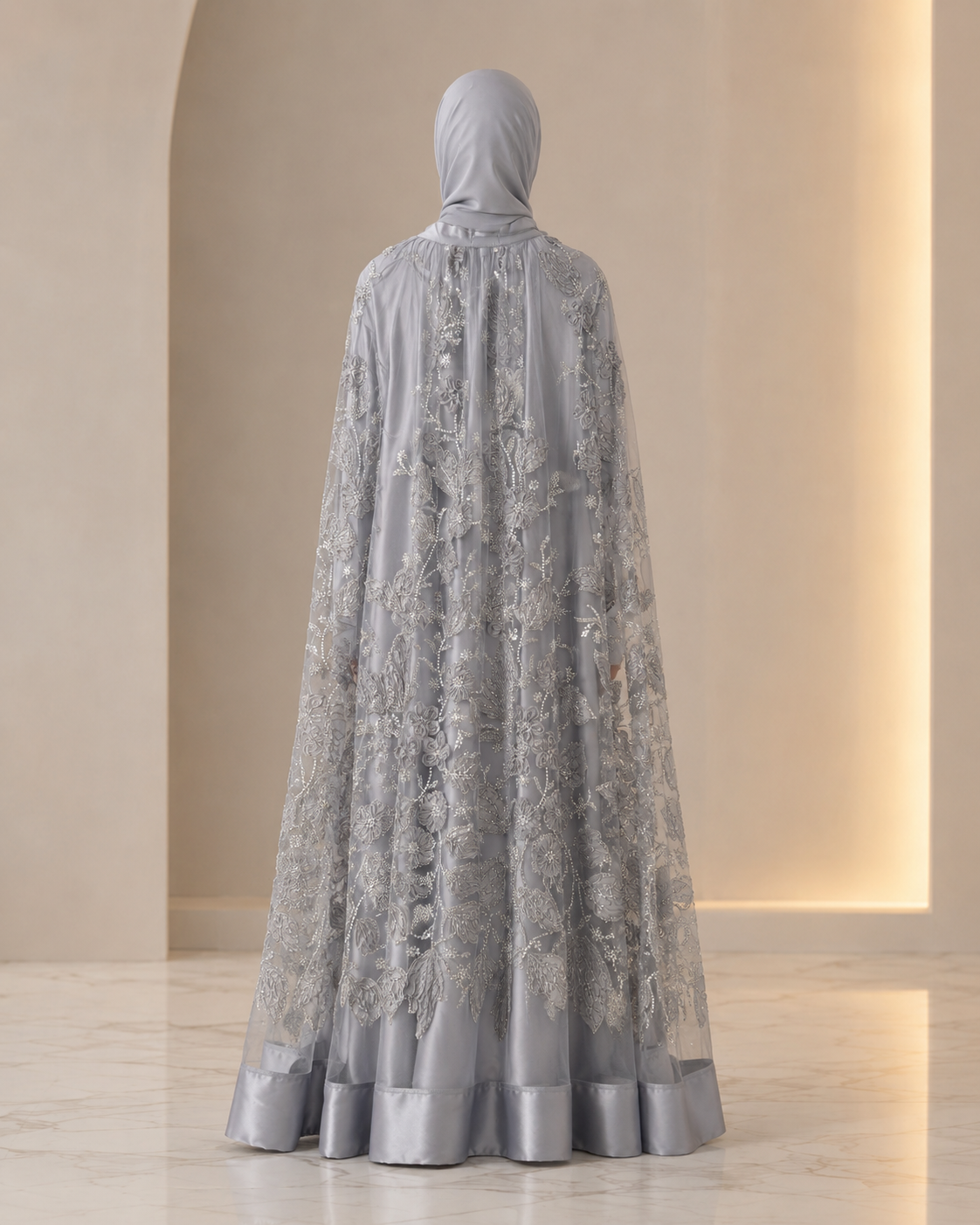 Bloom Collection Floral Cape Silver Grey - Limited Edition