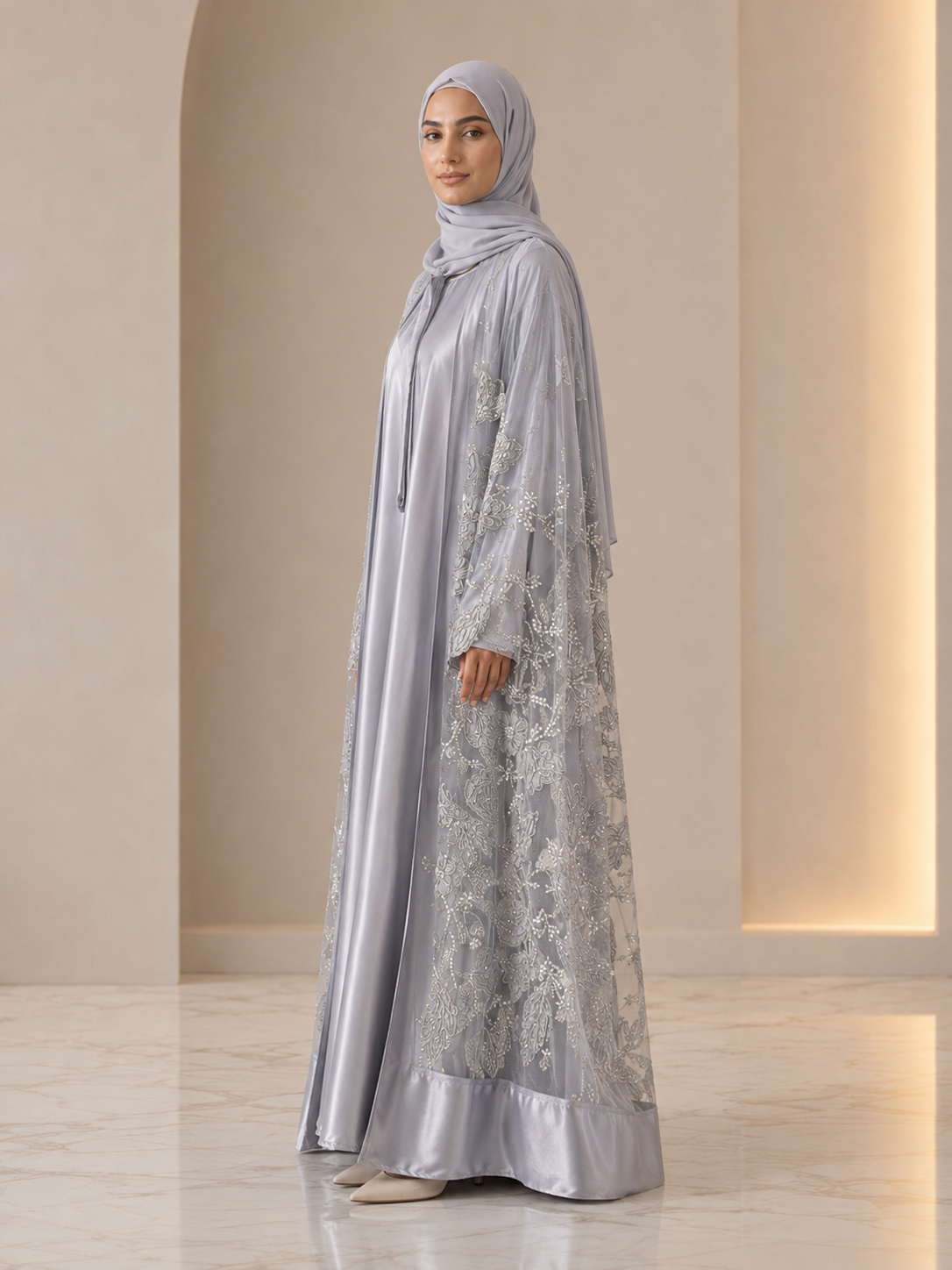 Bloom Collection Floral Cape Silver Grey - Limited Edition