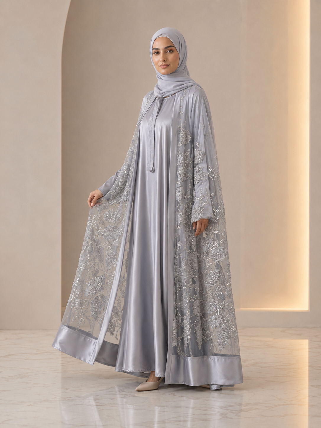 Bloom Collection Floral Cape Silver Grey - Limited Edition
