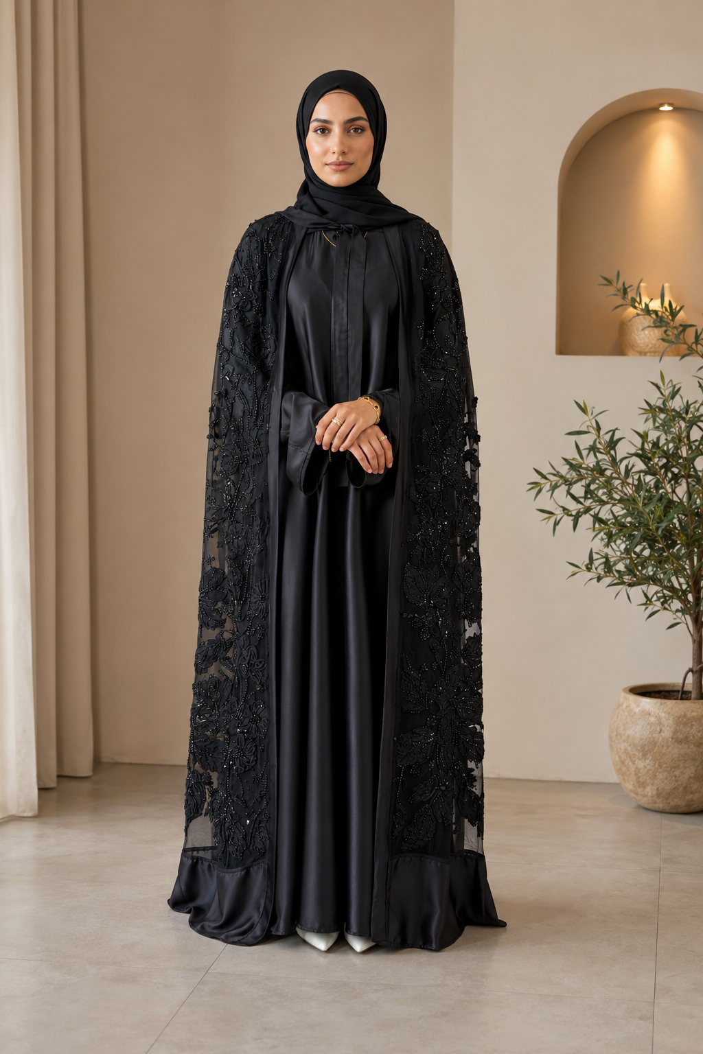 Bloom Collection Floral Cape Midnight Black - Limited Edition