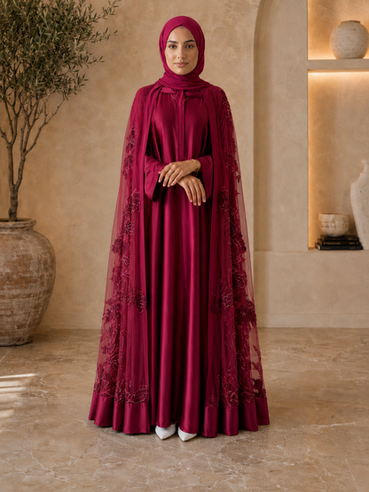 Bloom Collection Floral Cape Burgundy - Limited Edition