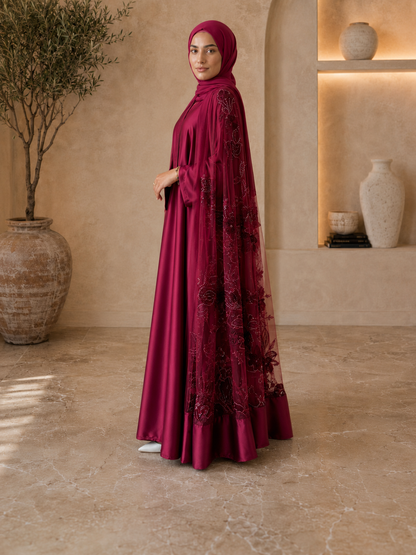 Bloom Collection Floral Cape Burgundy - Limited Edition