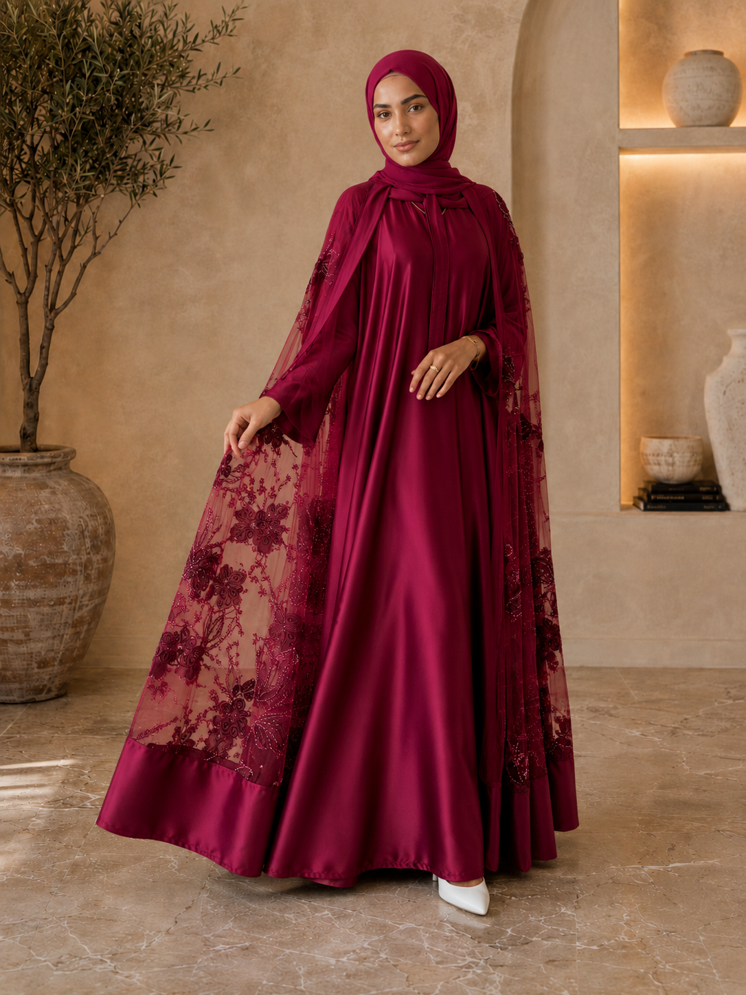 Bloom Collection Floral Cape Burgundy - Limited Edition