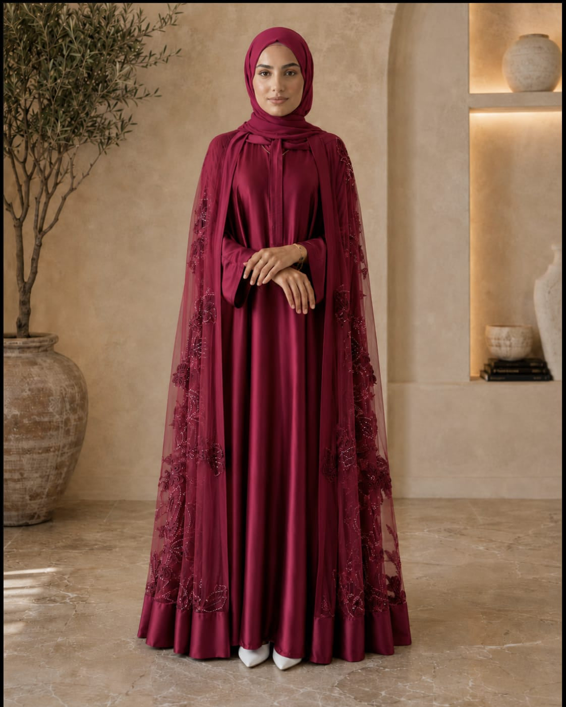 Bloom Collection Floral Cape Burgundy - Limited Edition