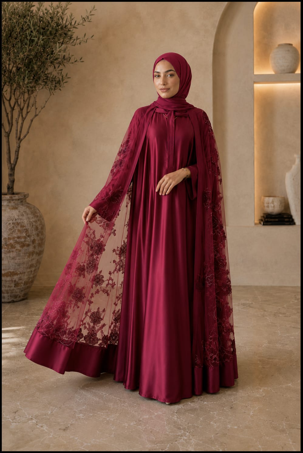Bloom Collection Floral Cape Burgundy - Limited Edition