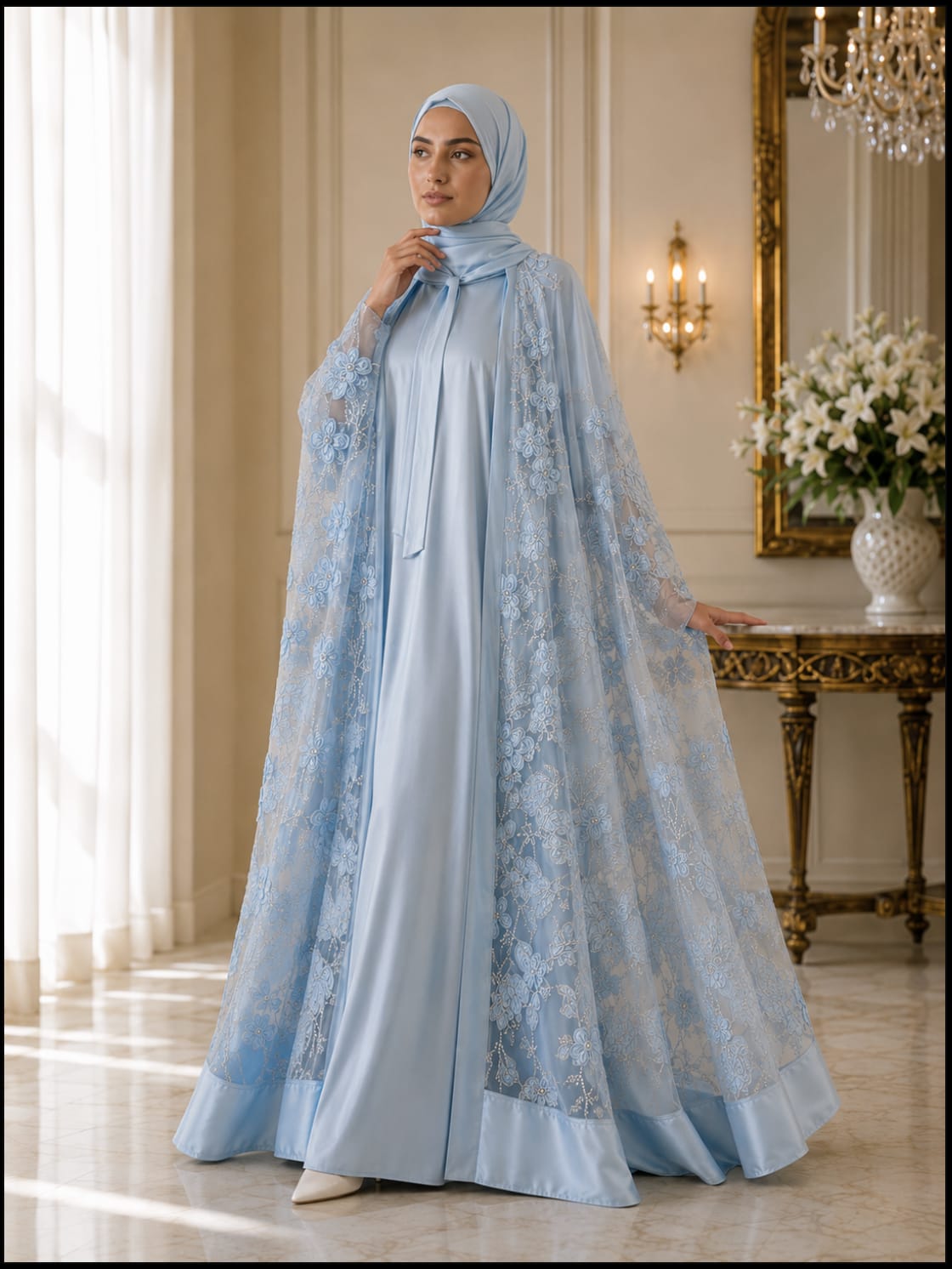 Bloom Collection Floral Cape Powdered Blue - Limited Edition