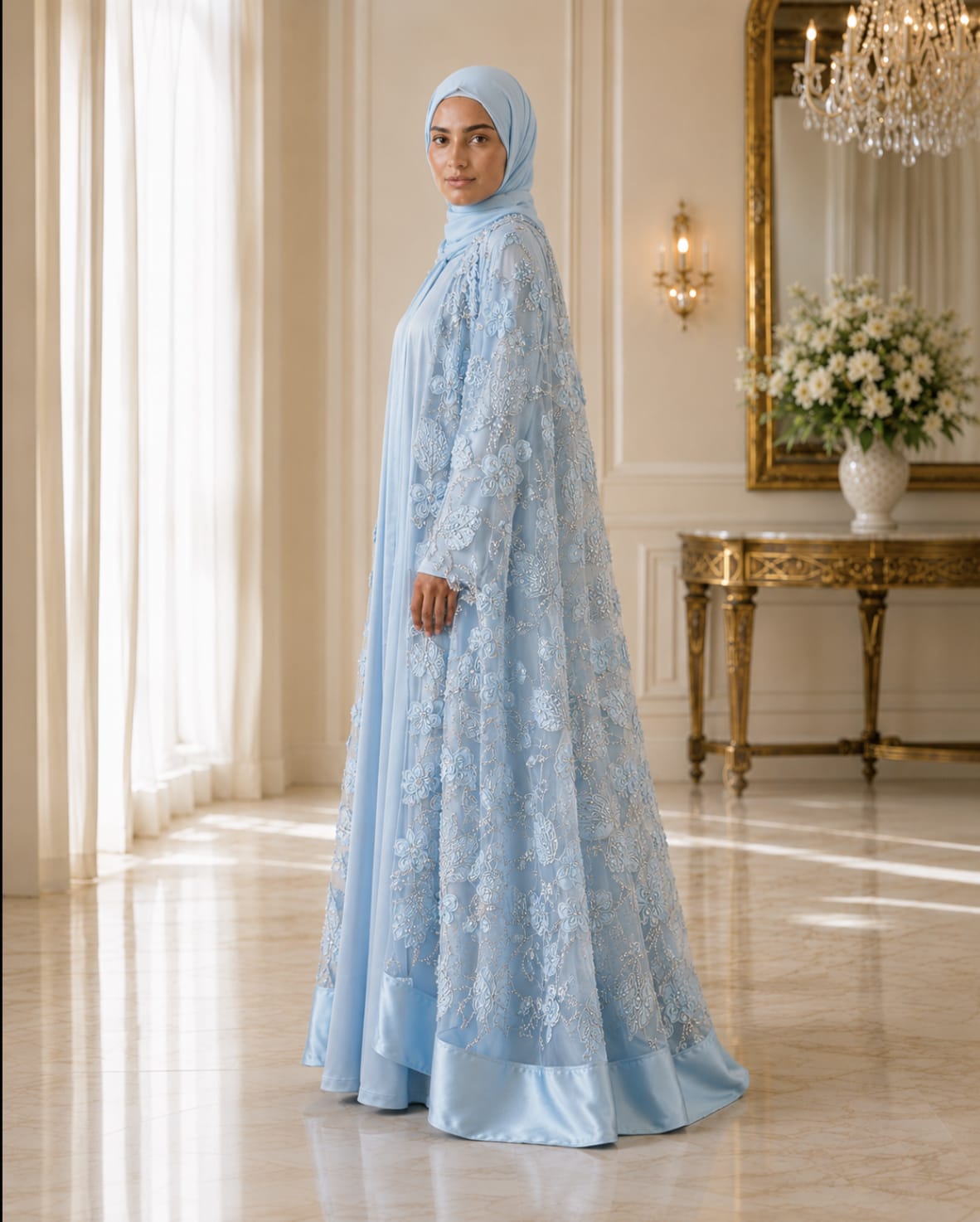 Bloom Collection Floral Cape Powdered Blue - Limited Edition